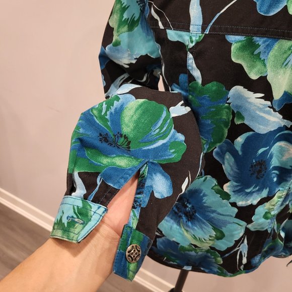 Hawaiian Floral Cotton Spandex Jacket Summer Coat - Picture 3 of 4